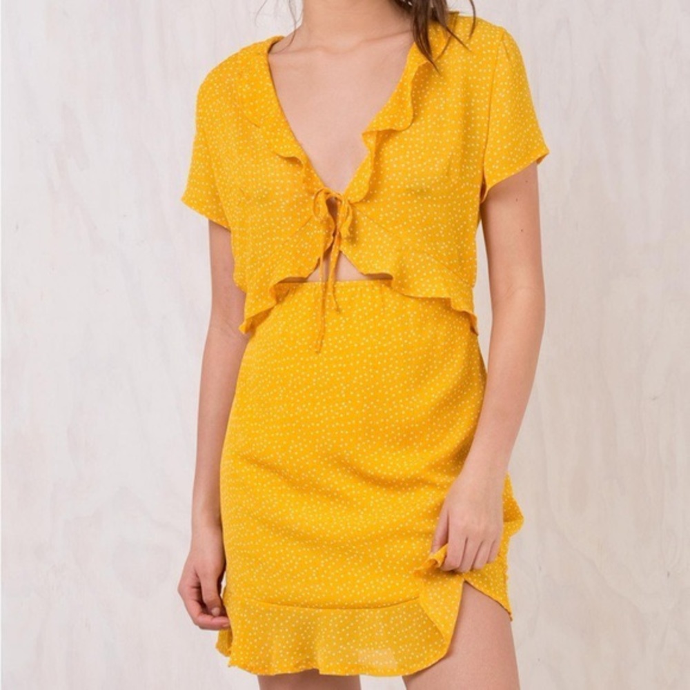 Mint Vanilla Tie Front Yellow Dress